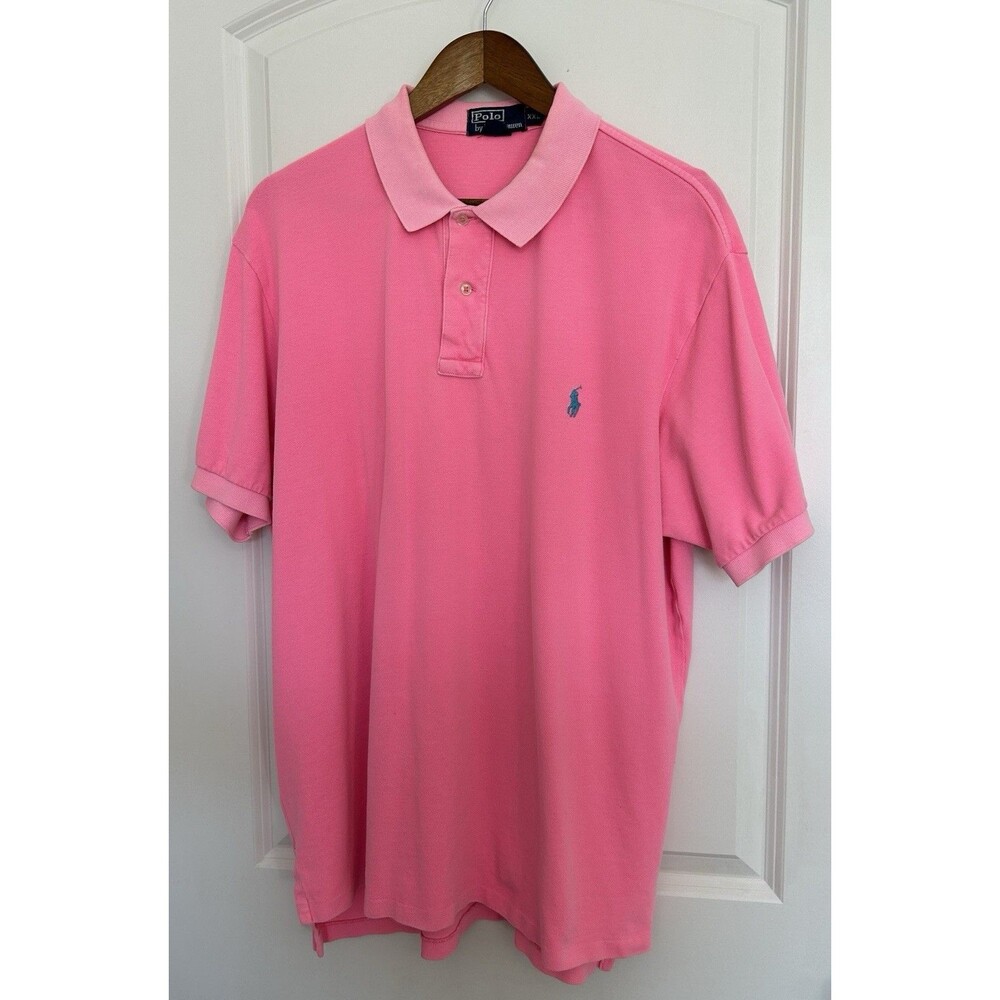 Polo Ralph Lauren Mens Shirt 2XL Neon Pink Pique Preppy Pony XXL Vintage